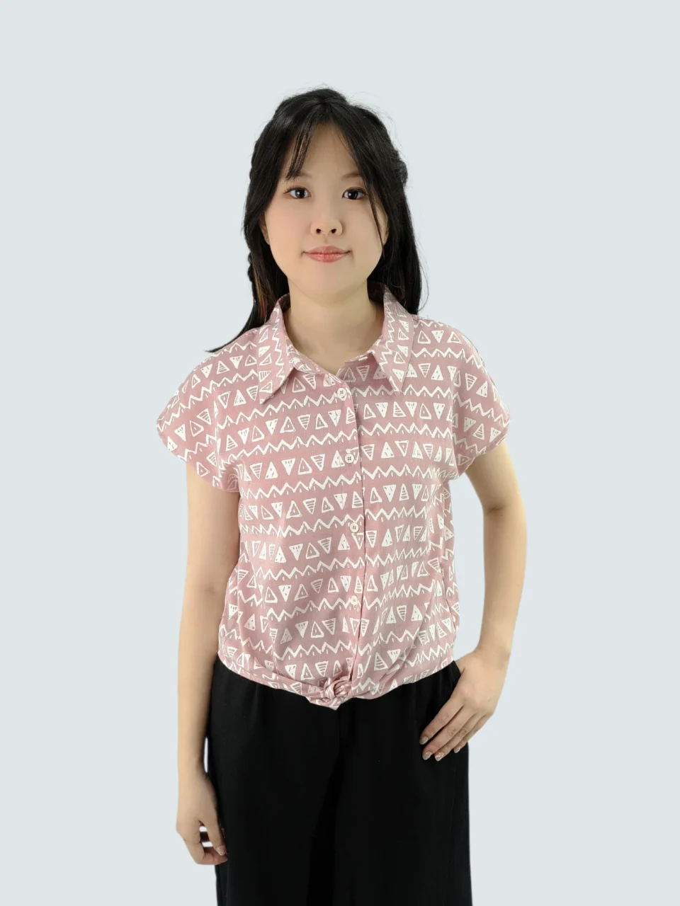 CAROL TRIBAL PRINT TIE FRONT BLOUSE — view 3