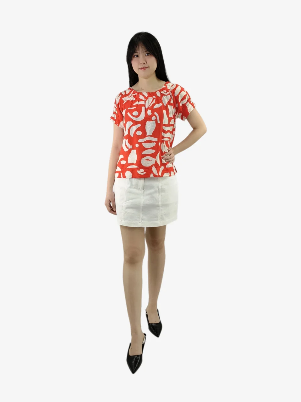 RENEE ABSTRACT PRINT SHORT SLEEVE TOP — view 2