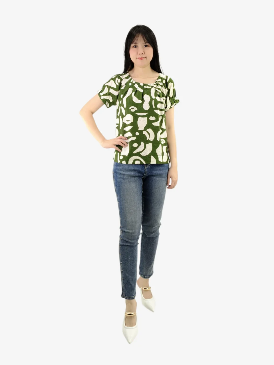 RENEE ABSTRACT PRINT SHORT SLEEVE TOP — view 3