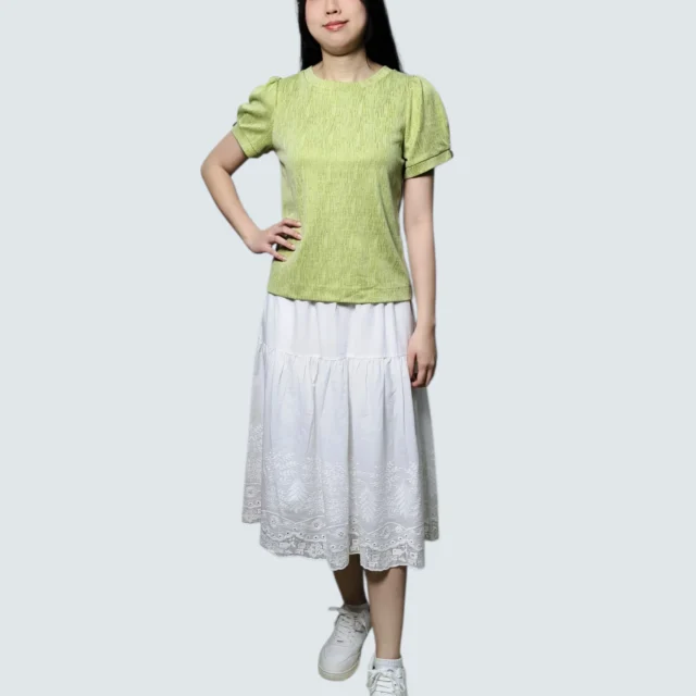 JESS EMBROIDERED EYELET MIDI SKIRT