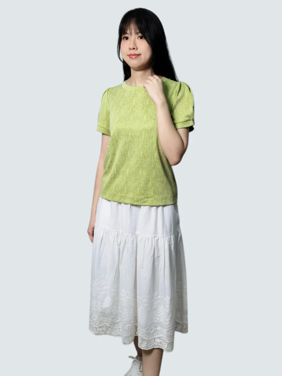 JESS EMBROIDERED EYELET MIDI SKIRT — view 2