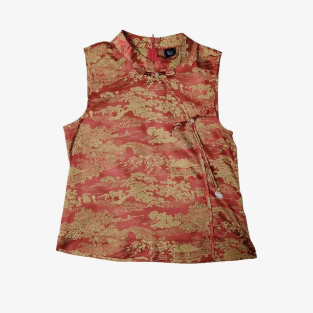 MARISSA MANDARIN COLLAR PRINT TOP