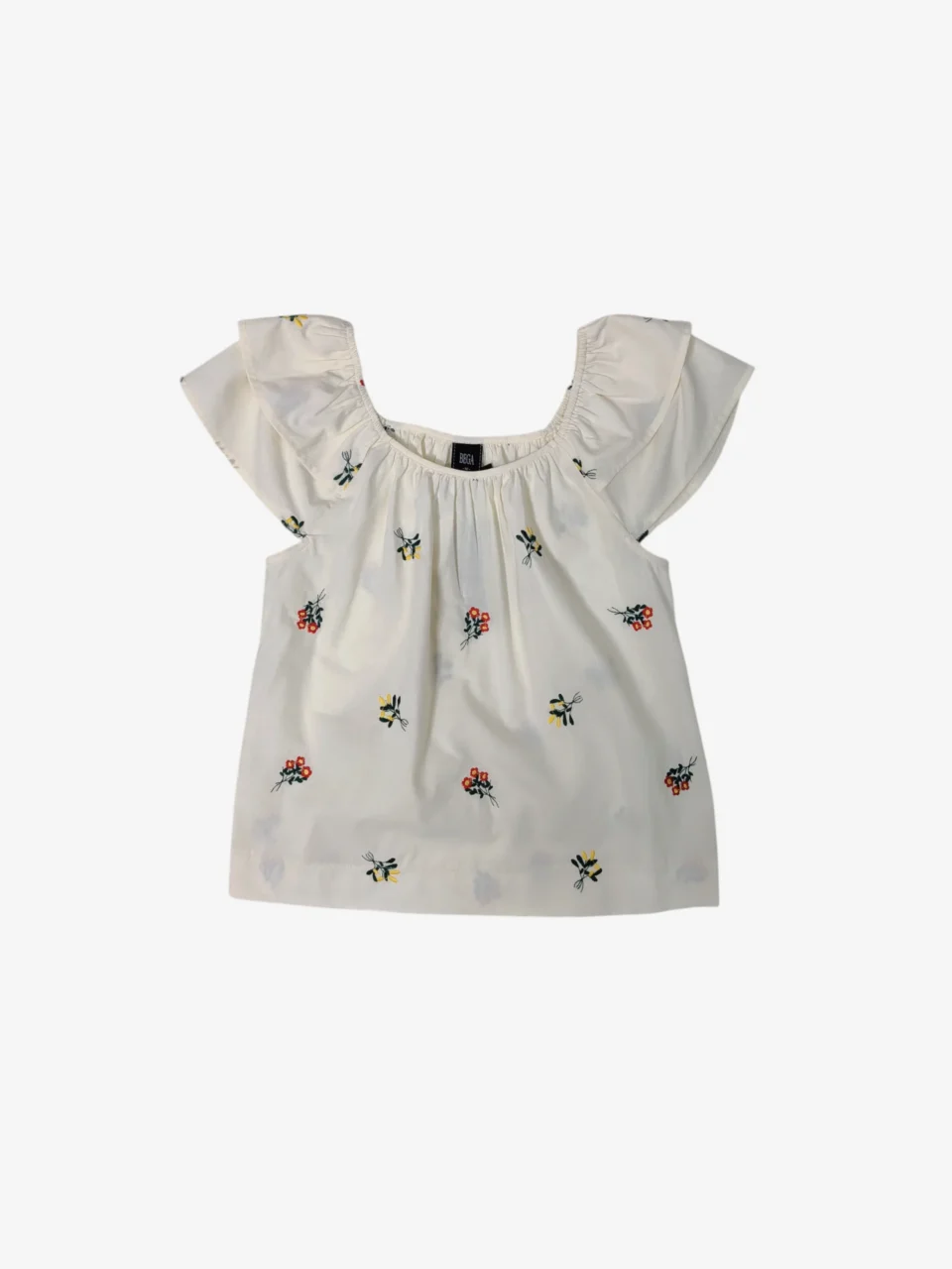 ASHLEY FLORAL FLUTTER OFF-SHOULDER TOP