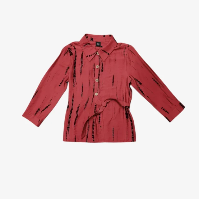 MINA TEXTURED BELTED SHIRT TOP