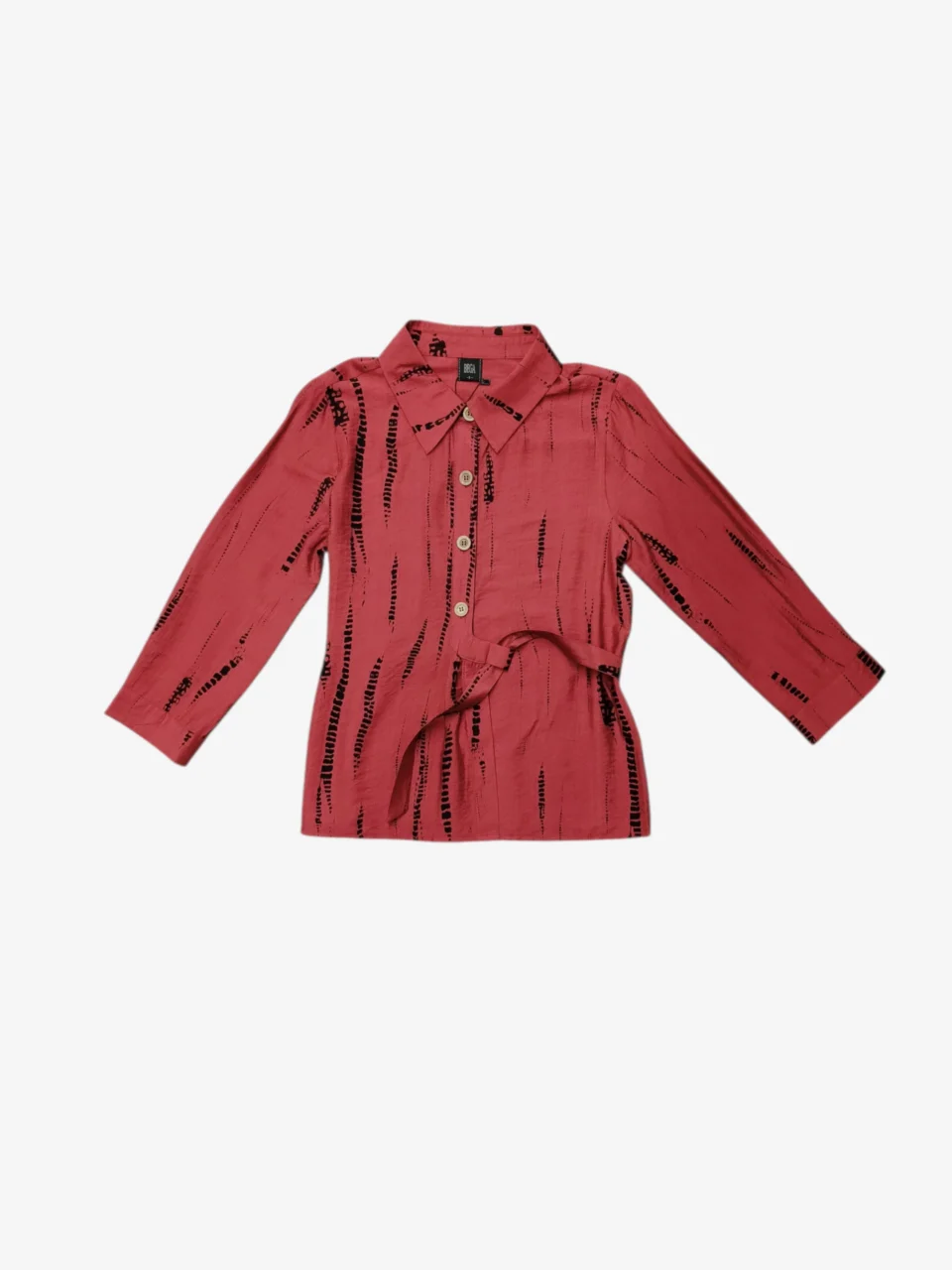 MINA TEXTURED BELTED SHIRT TOP