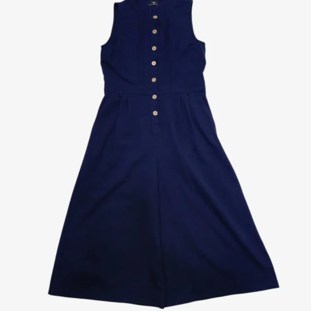 DAVINA TEXTURED SLEEVELESS BUTTON-DOWN JUMPSUIT