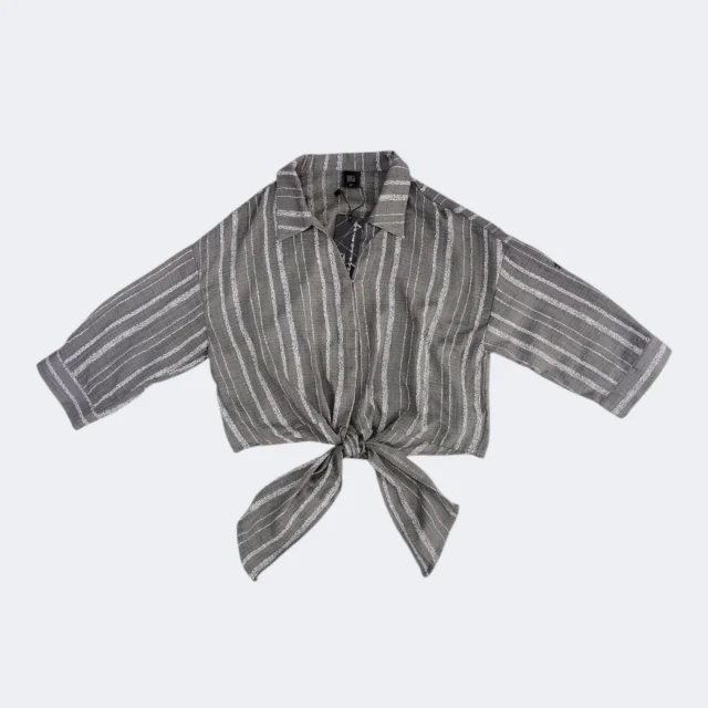 NADIA STRIPED TIE-FRONT BLOUSE