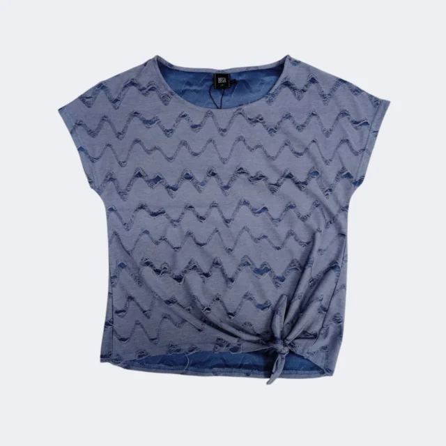 DORA WAVE PATTERN TIE-HEM TEE