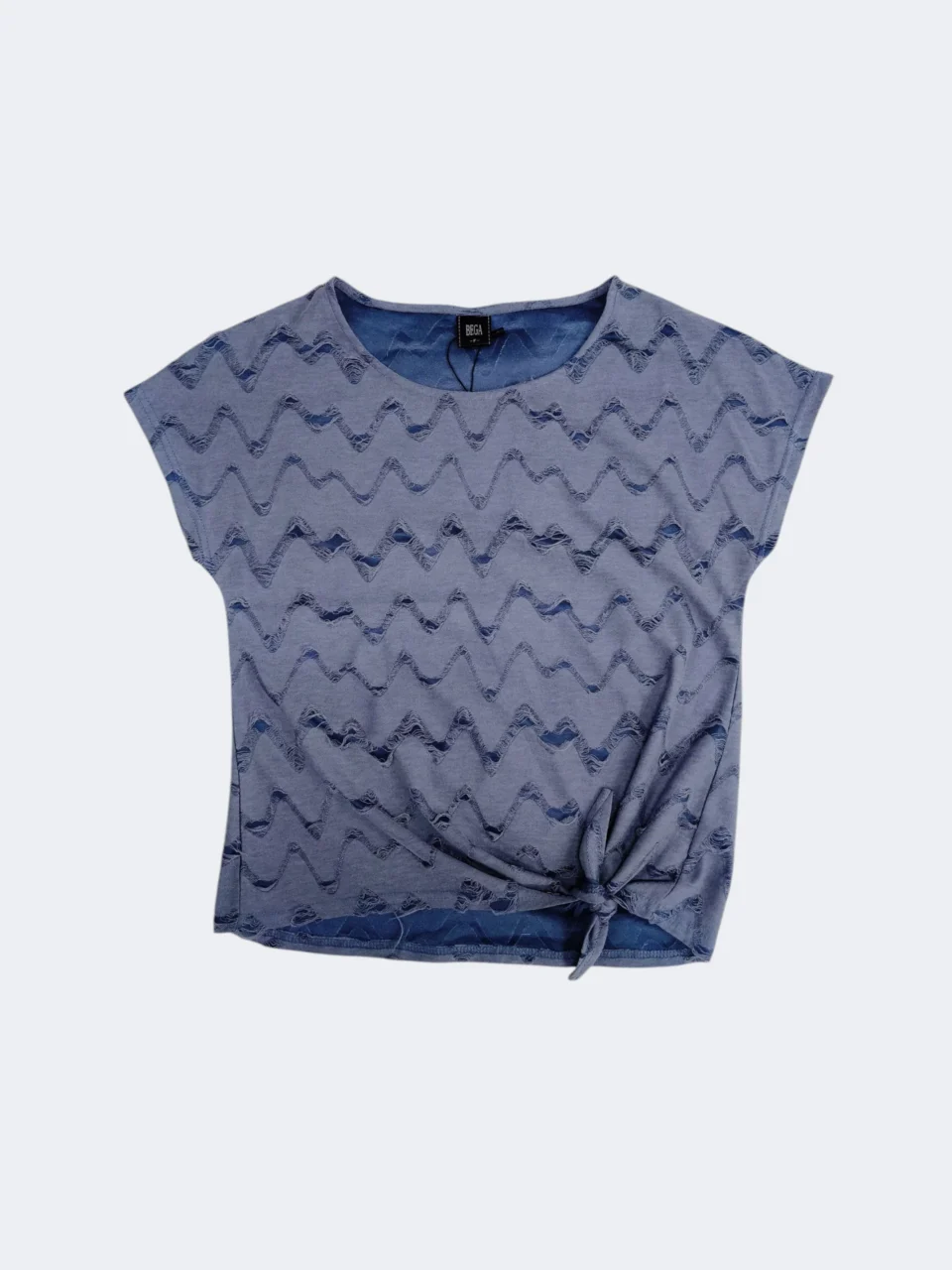 DORA WAVE PATTERN TIE-HEM TEE