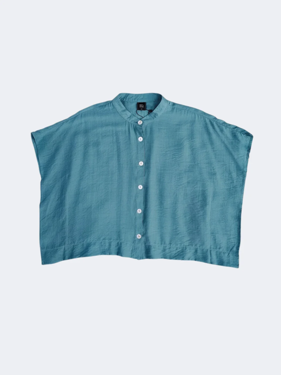 NATE MANDARIN COLLAR BUTTON-DOWN BLOUSE