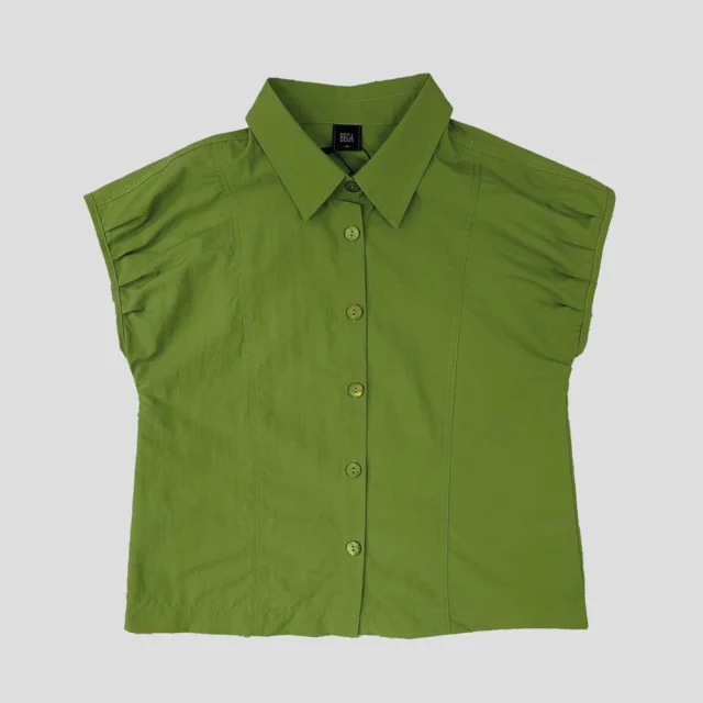 Tina Pleated Shoulder Cap Sleeve Shirt