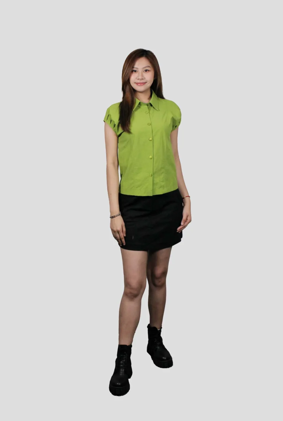 Tina Pleated Shoulder Cap Sleeve Shirt — view 2