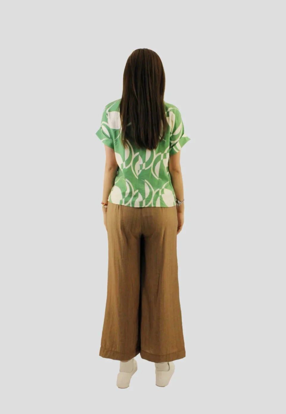 Harriet Geo Print Button Top — view 3