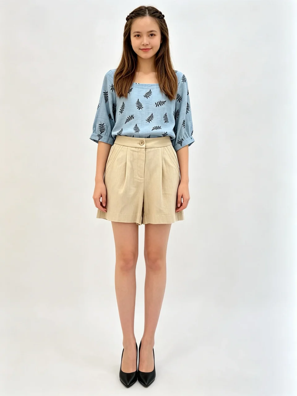 LUNA FERN PRINT SQUARE NECK TOP — view 3