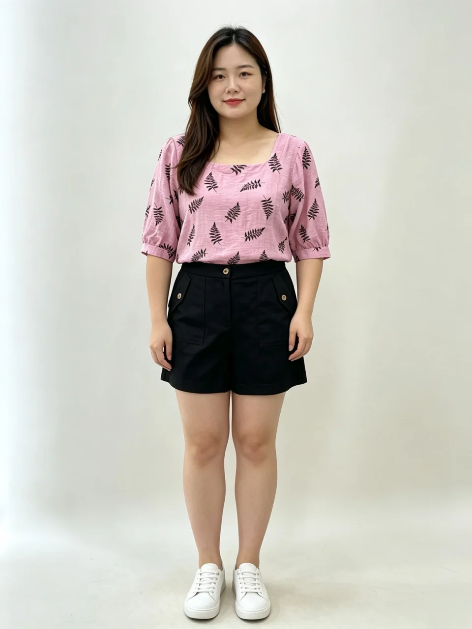 LUNA FERN PRINT SQUARE NECK TOP