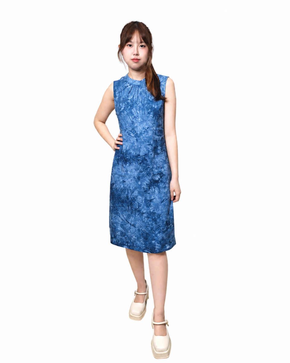 RICO BLUE MIST SLEEVELESS DRESS (N-DRV75983）