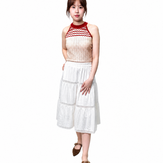 CECILY ZIG ZAG KNIT HALTER TOP (V-KV35509)