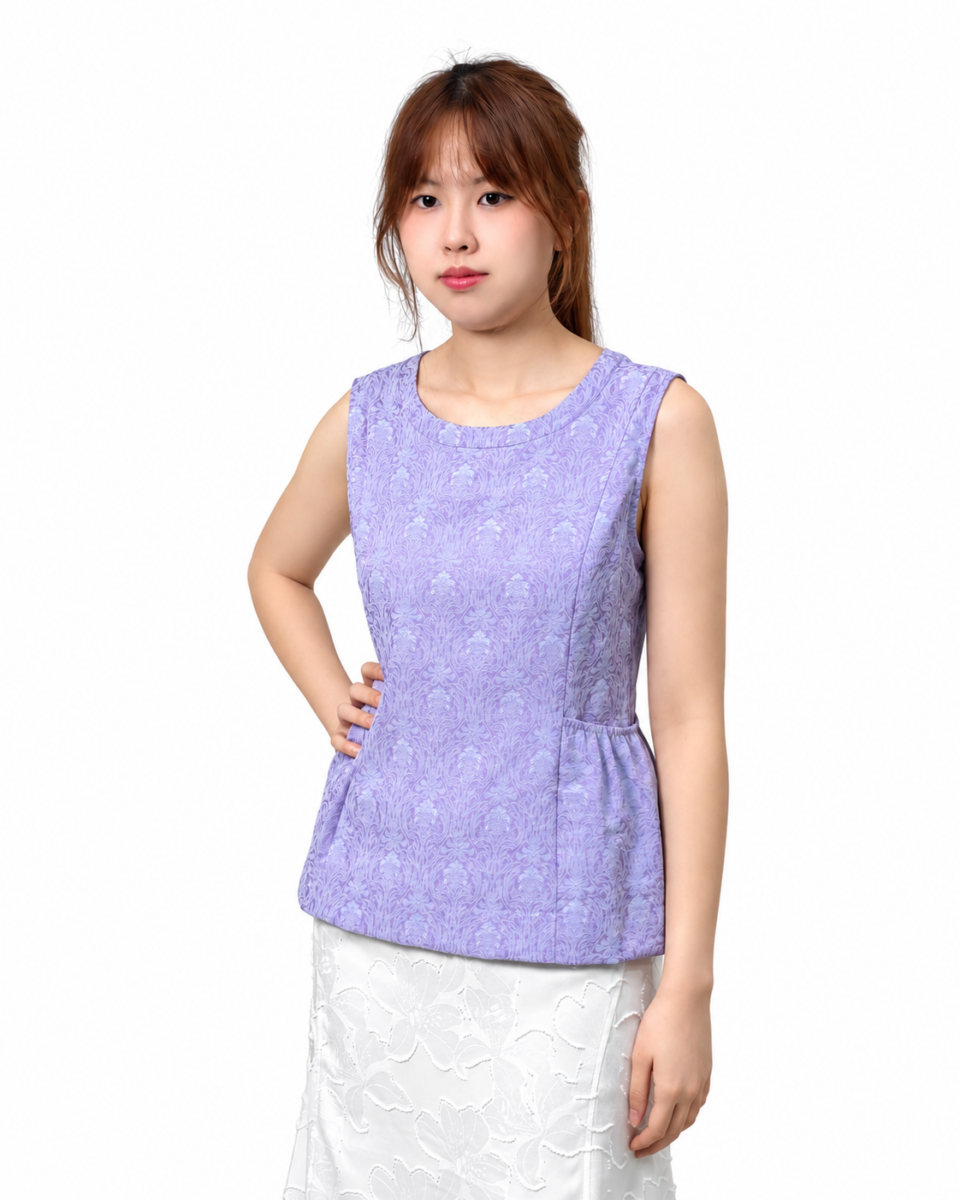 STELLA FLORAL JACQUARD SLEEVELESS TOP (N-BV75978)