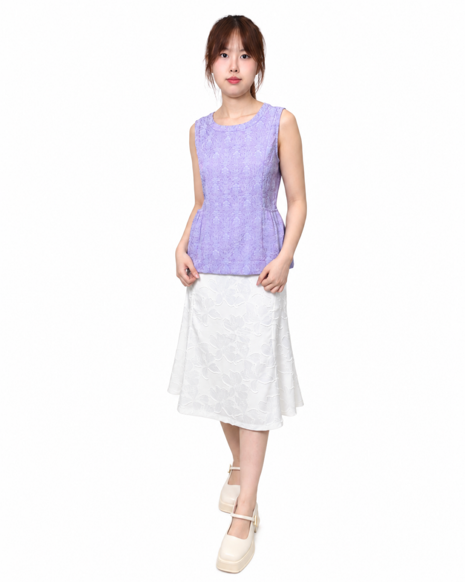 STELLA FLORAL JACQUARD SLEEVELESS TOP (N-BV75978)