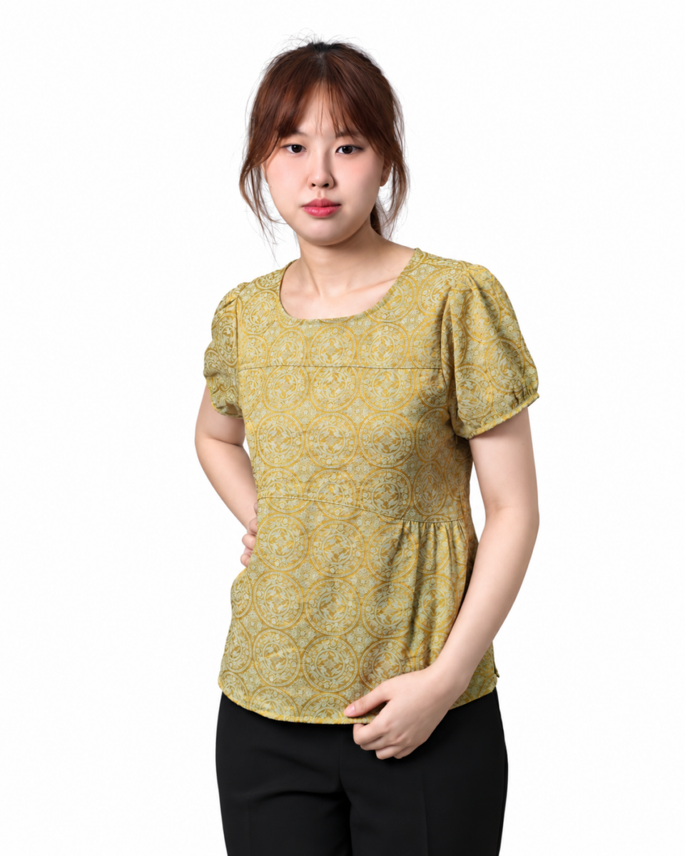 MISHA VINTAGE MEDALLION PUFF SLEEVE TOP (N-BS75972)