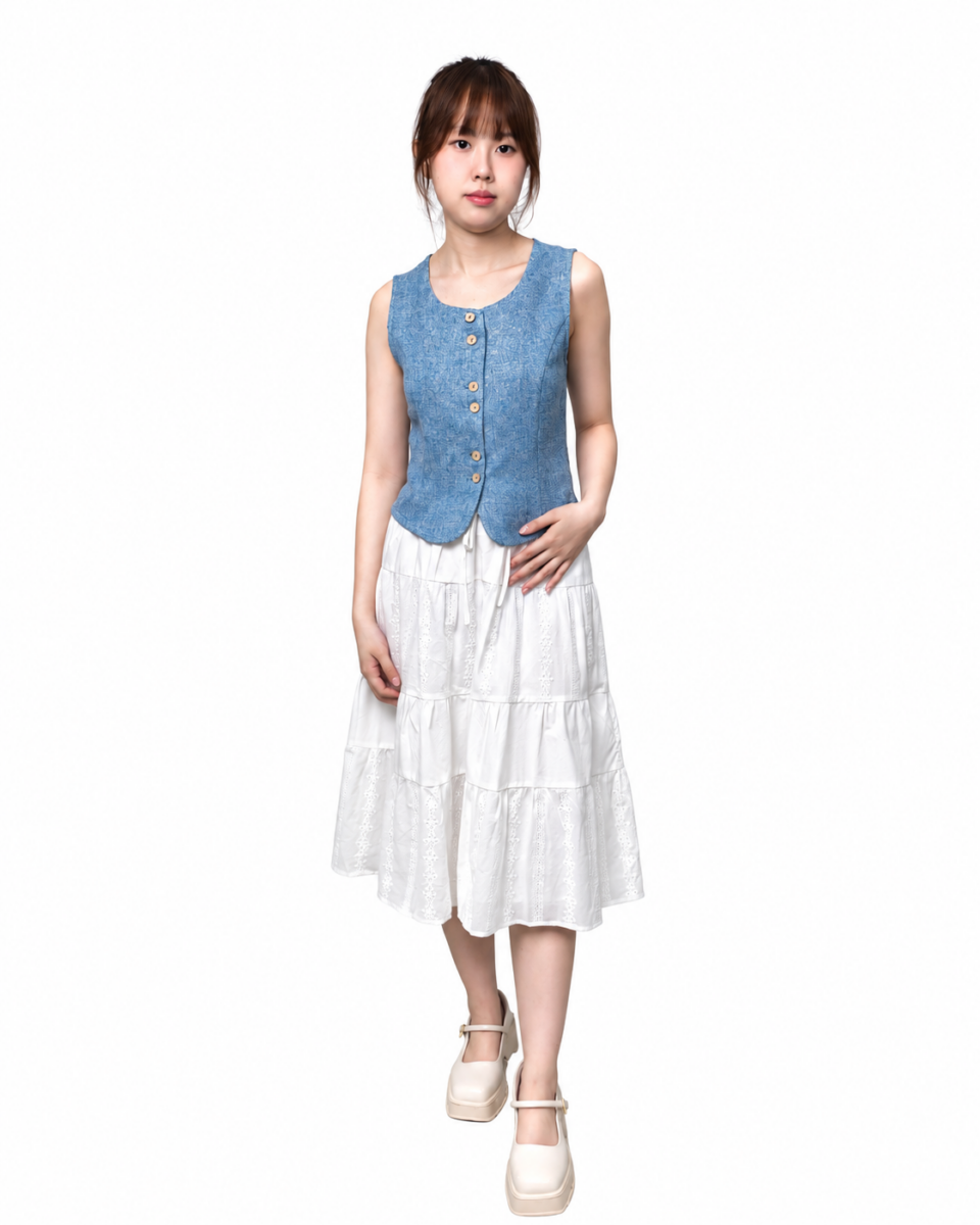 CLARA TEXTURED BUTTON VEST (N-BVT 75985)