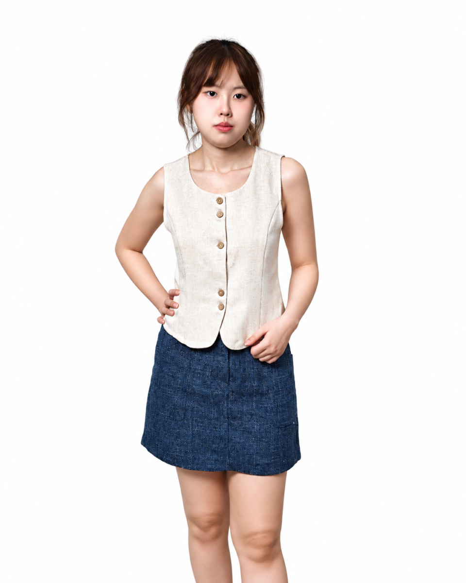 CLARA TEXTURED BUTTON VEST (N-BVT 75985)