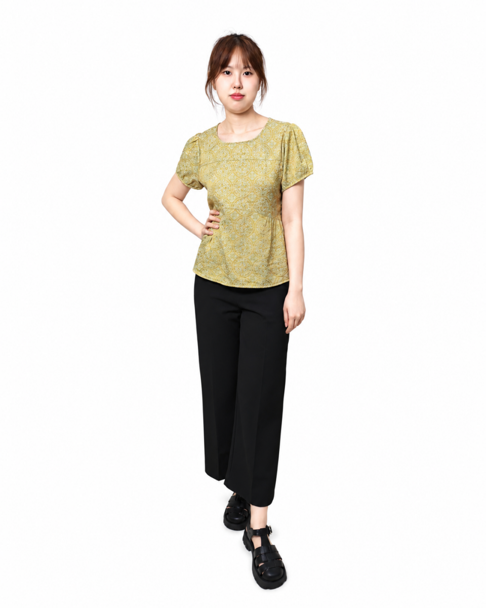 MISHA VINTAGE MEDALLION PUFF SLEEVE TOP (N-BS75972)