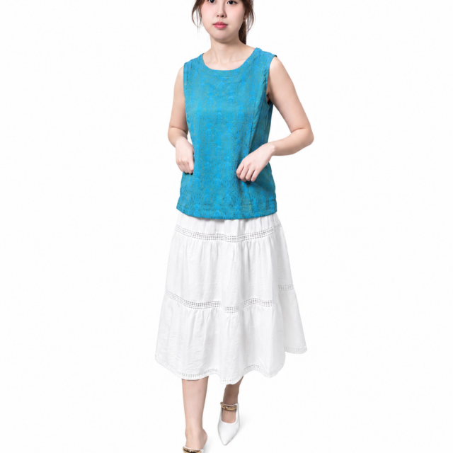 STELLA FLORAL JACQUARD SLEEVELESS TOP (N-BV75978)