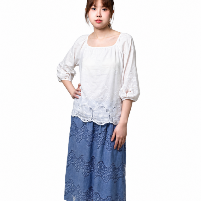 KAREN FLORAL LACE MIDI SKIRT (N-SKM56790)