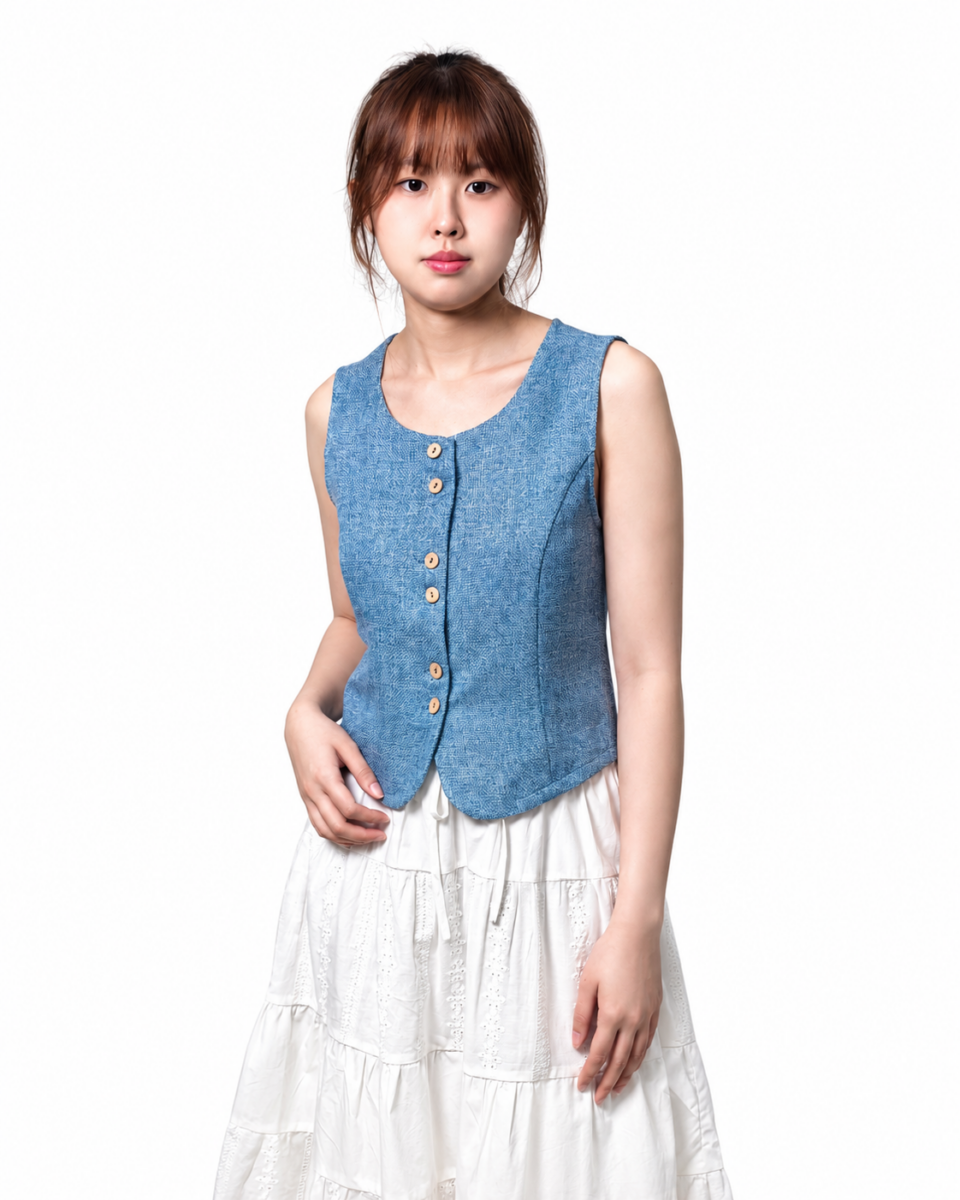 CLARA TEXTURED BUTTON VEST (N-BVT 75985)